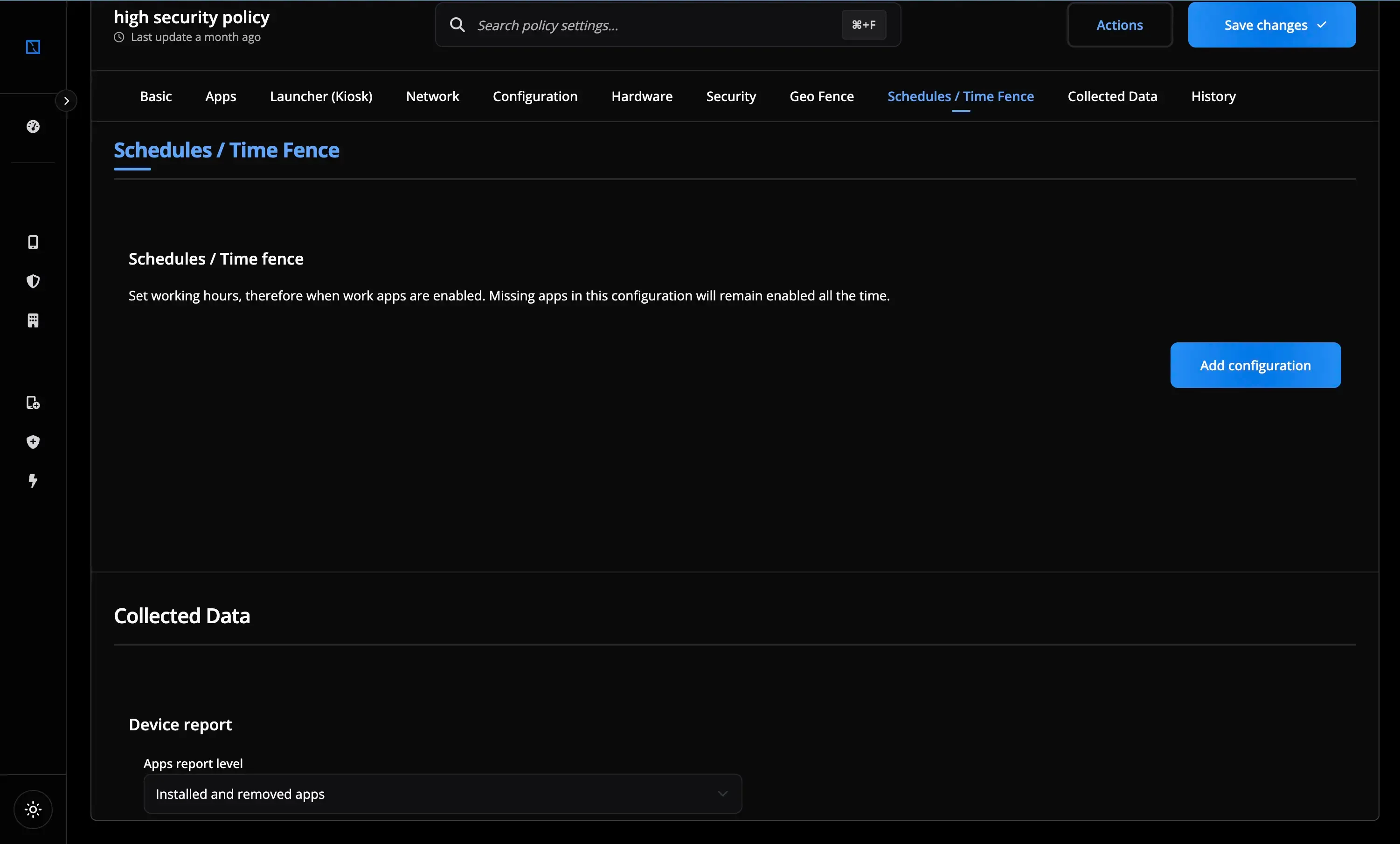 screenshot of nomid mdm dashboard step 2 of configuring time fence